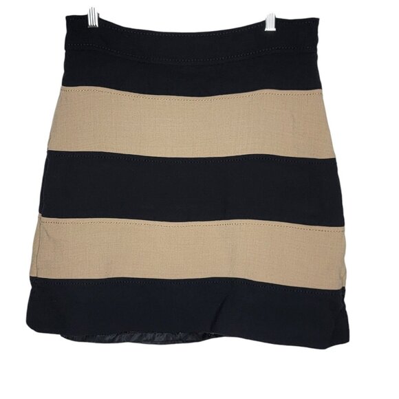Kate Spade Skirt The Rules Tan / Black Striped Wool Blend Clemonce Skirt Size 10 - Picture 1 of 5